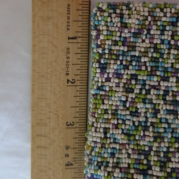 Full Beaded Zippered Credit Card/Money Change Pouch 5" X 3.45" - Picture 5 of 5